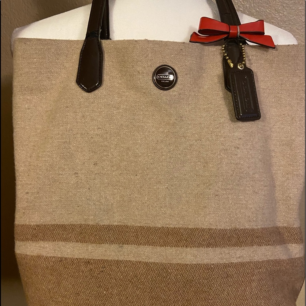 Authentic Coach Wool Tote Bag